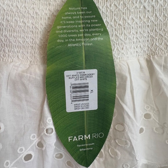 Farm Rio Tiered Broderie Anglaise Cotton Midi Dress White Eyelet XL feminine new - Picture 11 of 15